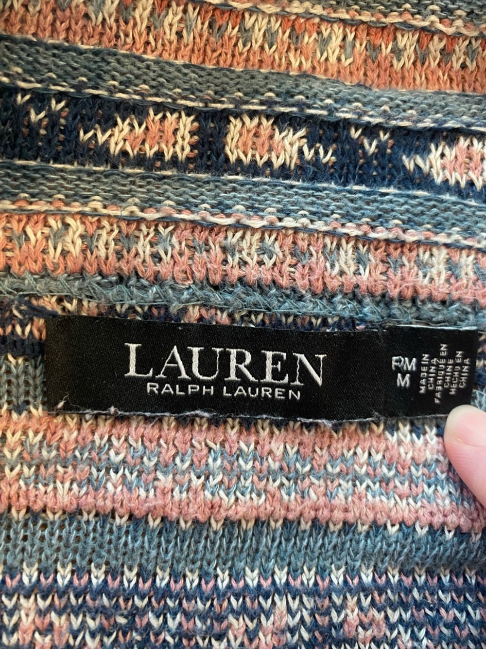 Lauren Ralph Lauren Linen Cotton Knit Cardigan Petite M Women's Boho Western - Picture 5 of 7
